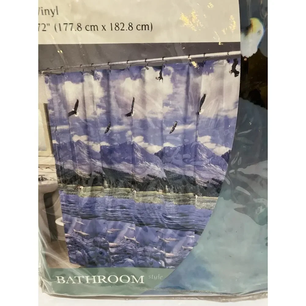 Riverbed Shower Curtain Vinyl Bathroom Eagles Rustic at Home with Meijer 70x72
